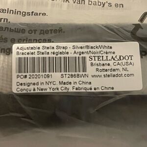 Adjustable Stella Strap-Black/white silver hardware NWT